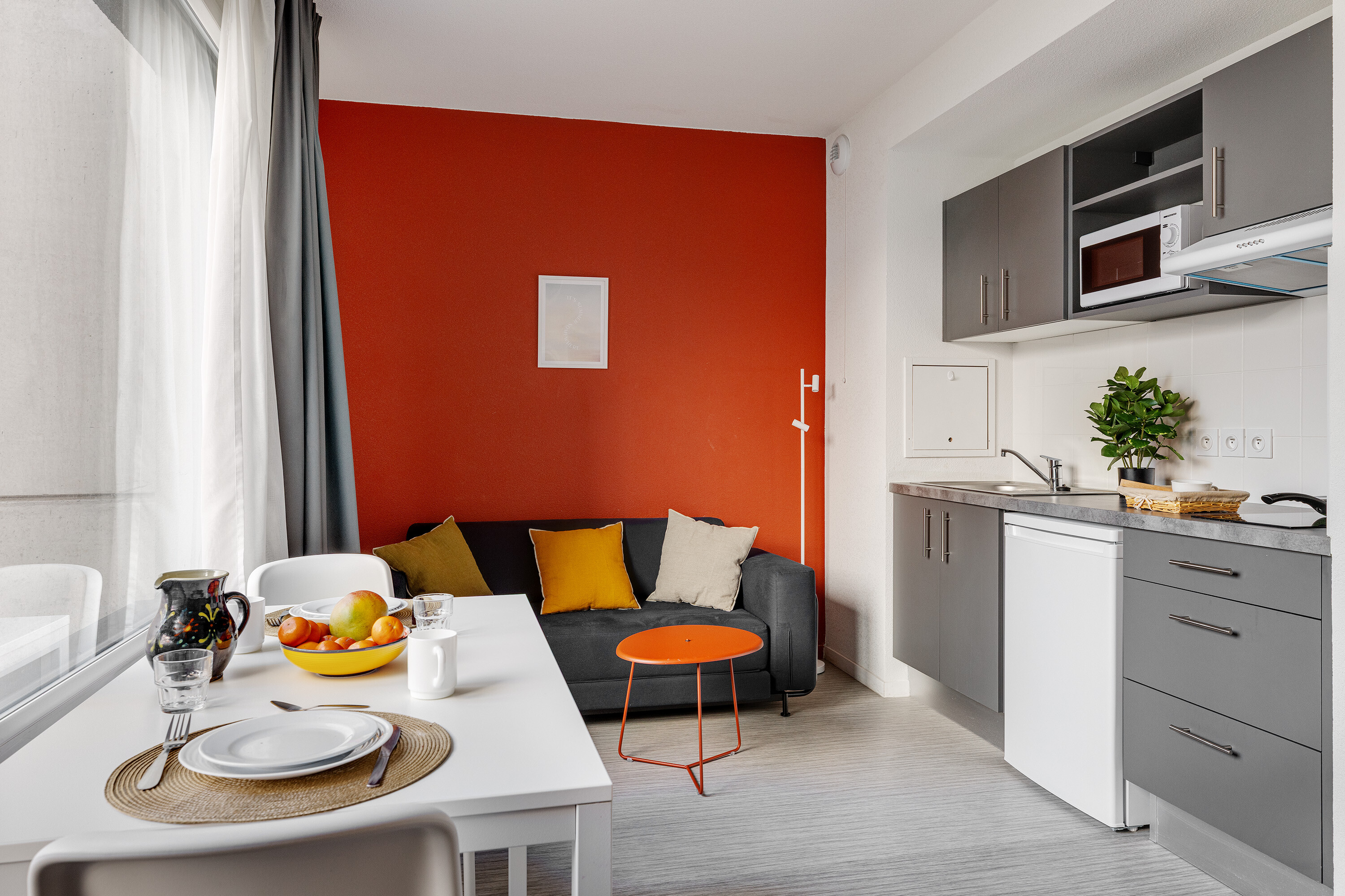 Photo du séjour et cuisine d'un appartement Aft-r